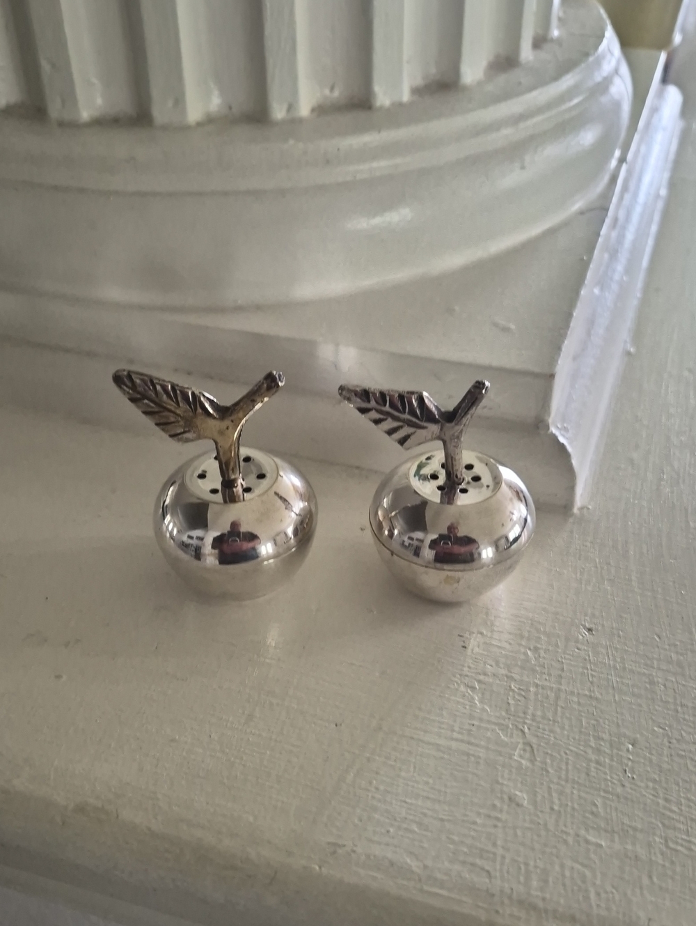 Vintage Silver Plated Apple-Shaped Salt And Pepper Shakers